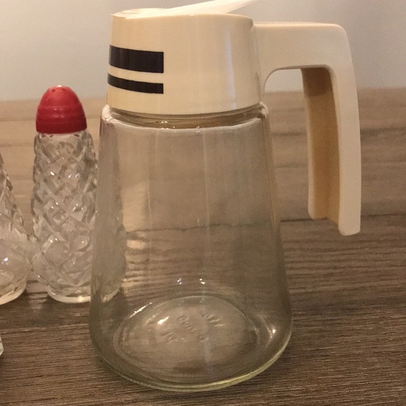 Vintage retro diner glassware salt & pepper sets Gemco syrup 7 pieces (a) - Picture 2 of 9